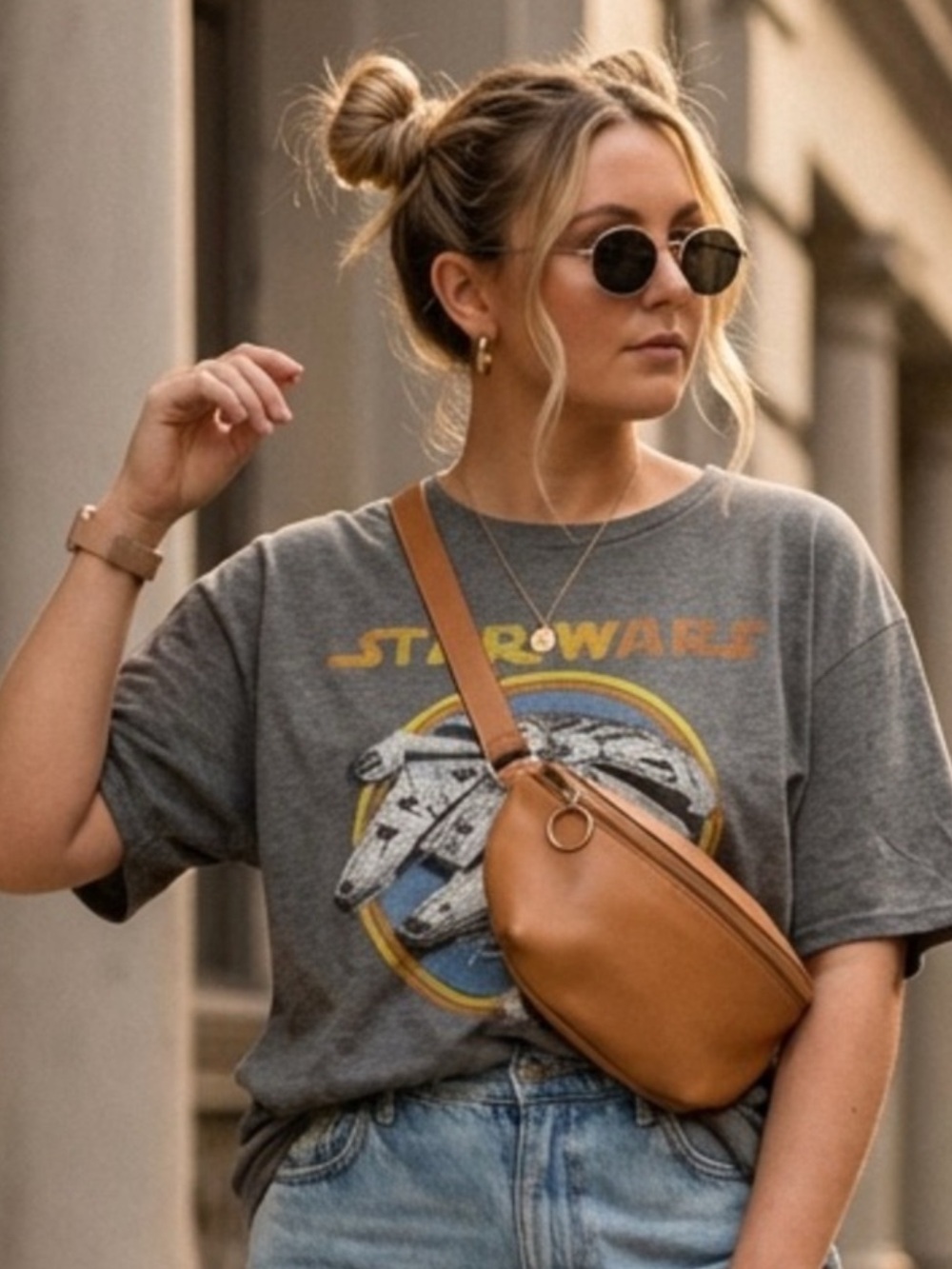 Retro Star Wars Millennium Falcon Gray Graphic Tee Size Large